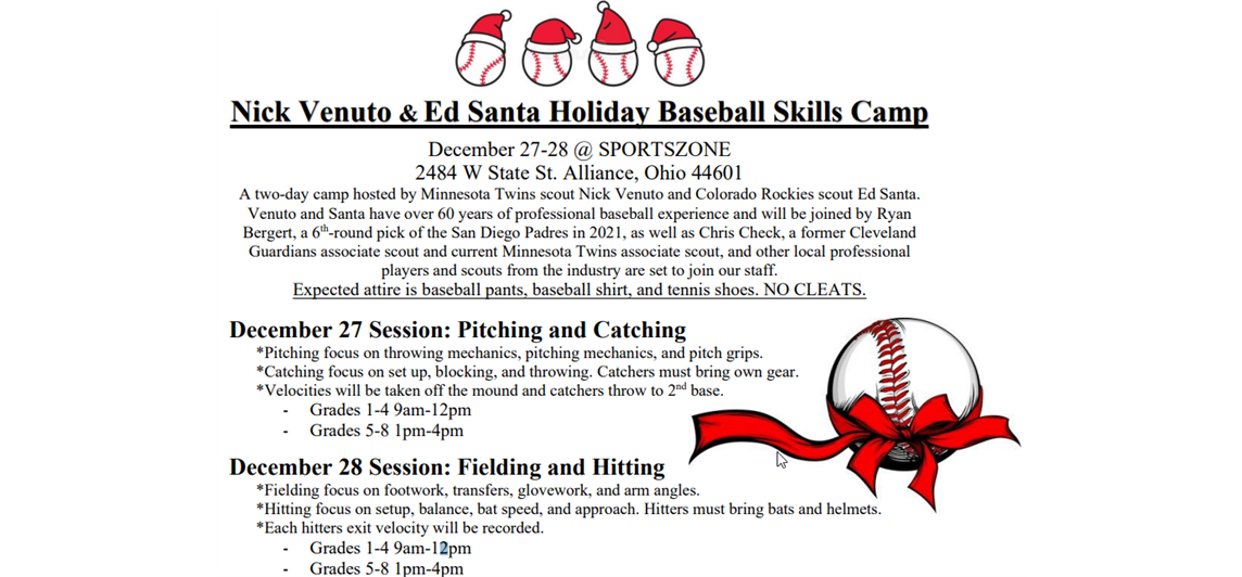 Nick Venuto & Ed Santa Holiday Baseball Skills Camp